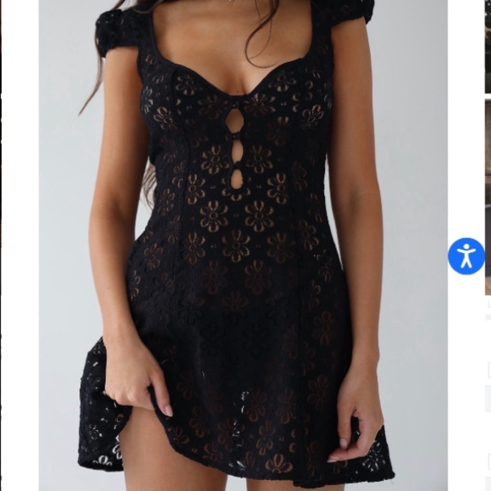 Mirror Palais Micro Maria in Black Eyelet - XS